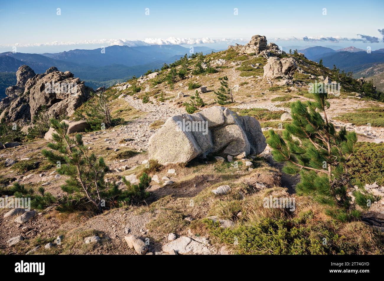 Bocca di u Pargulu, Aiguilles de Bavella, GR20, Corsica, Francia Foto Stock
