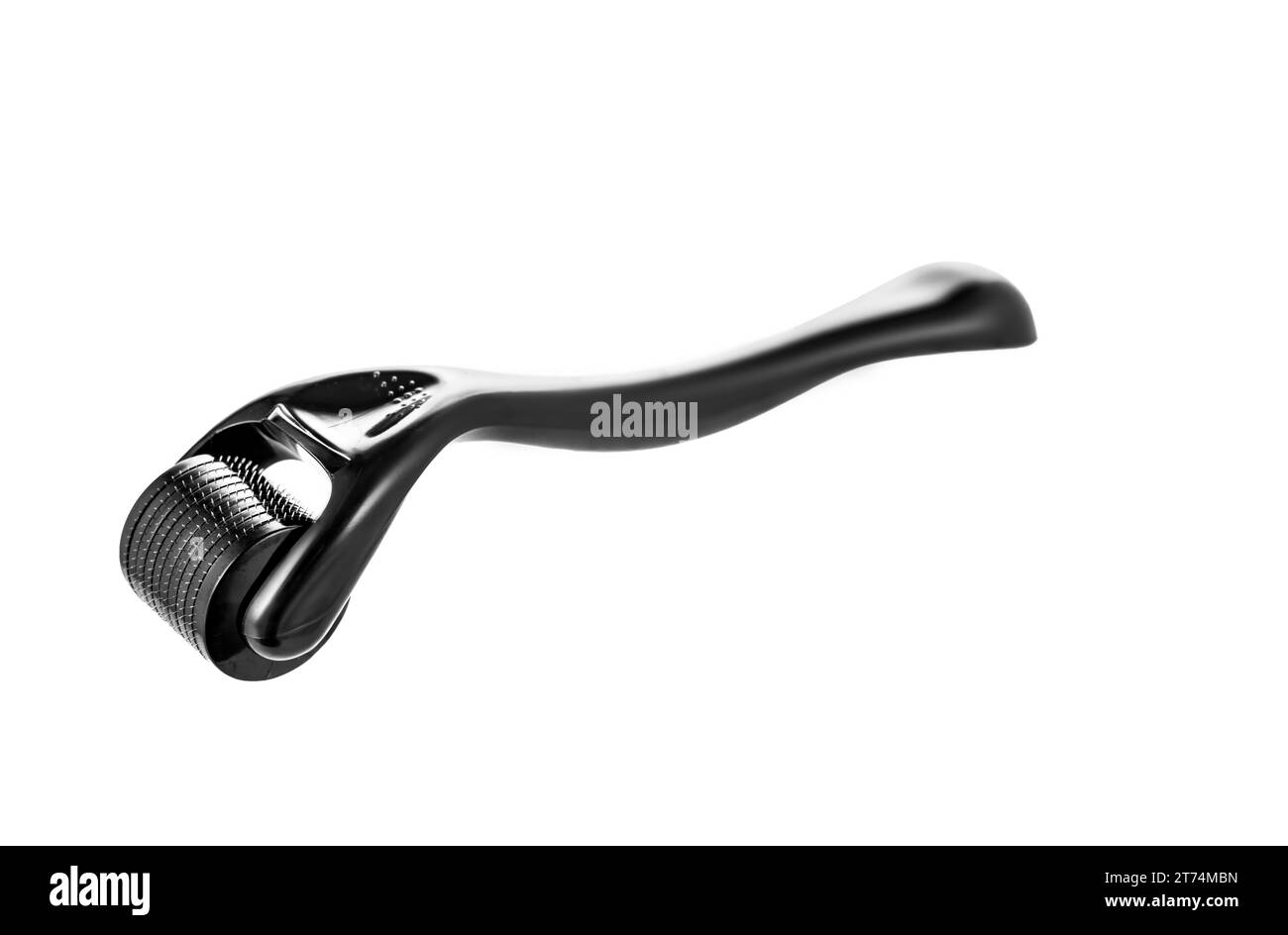 Rullo Derma, mesoroller, meso-roller, mesopen per la terapia microaghi medica isolato su sfondo bianco Foto Stock