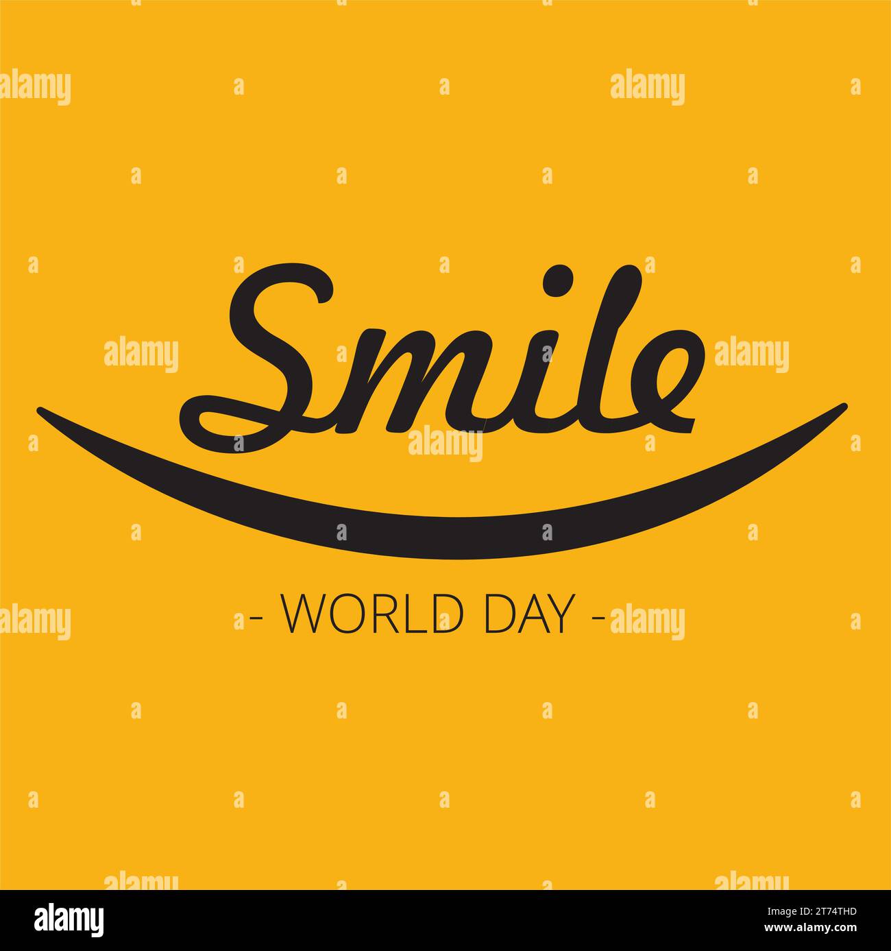 Striscione del giorno del mondo sorridente su sfondo giallo con spazio per la copia Illustrazione Vettoriale