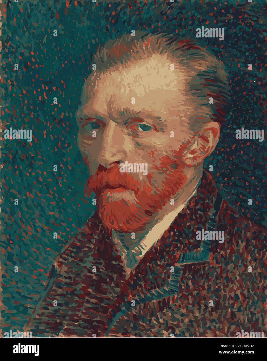 Ritratto di Vincent Van Gogh vettoriale nei colori silhouette. (1853-1890) pittore post-impressionista olandese noto per 'notte stellata'. Salute mentale. Illustrazione Vettoriale