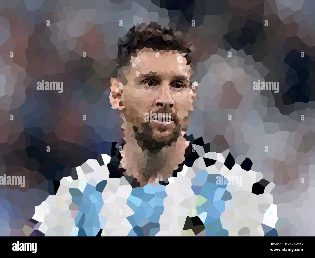 Lionel messi: Effetto vettoriale nel colore del calciatore argentino, ampiamente considerato come uno dei più grandi calciatori della storia, Illustrazione Vettoriale