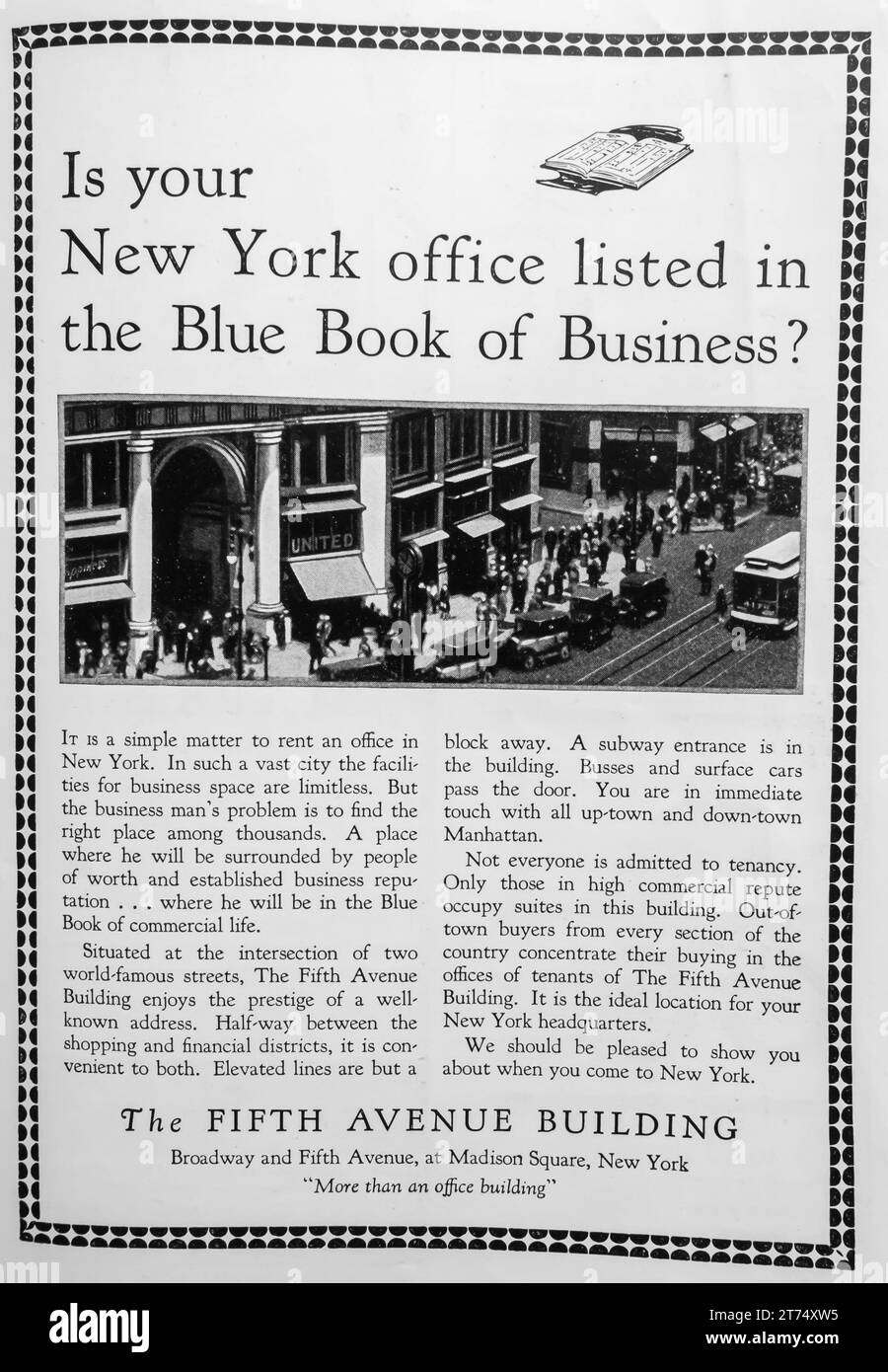 1927 The Fifth Avenue Building Offices in affitto ad Foto Stock
