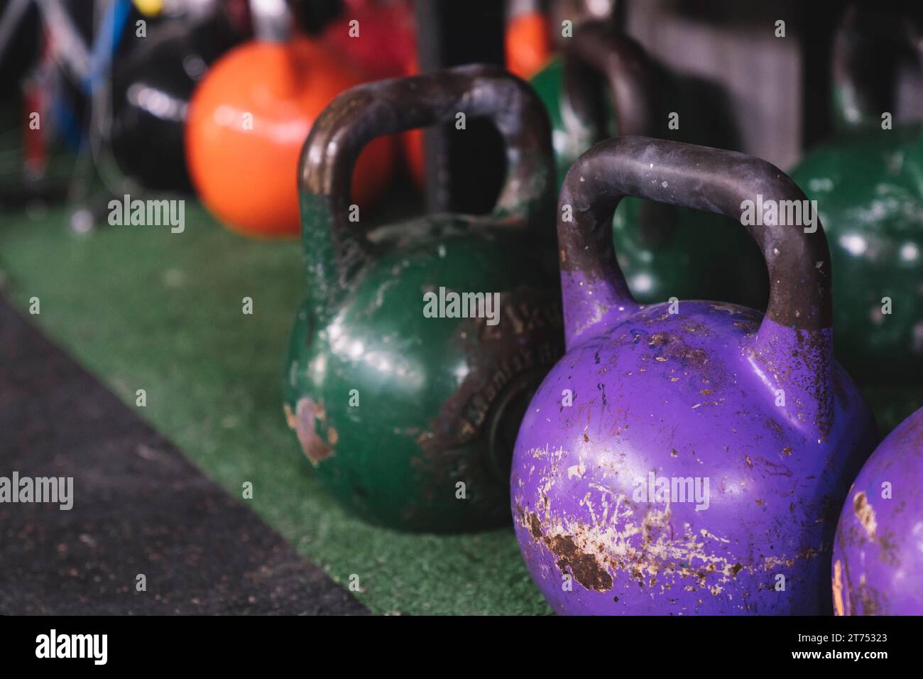 Palestra Kettlebells Foto Stock