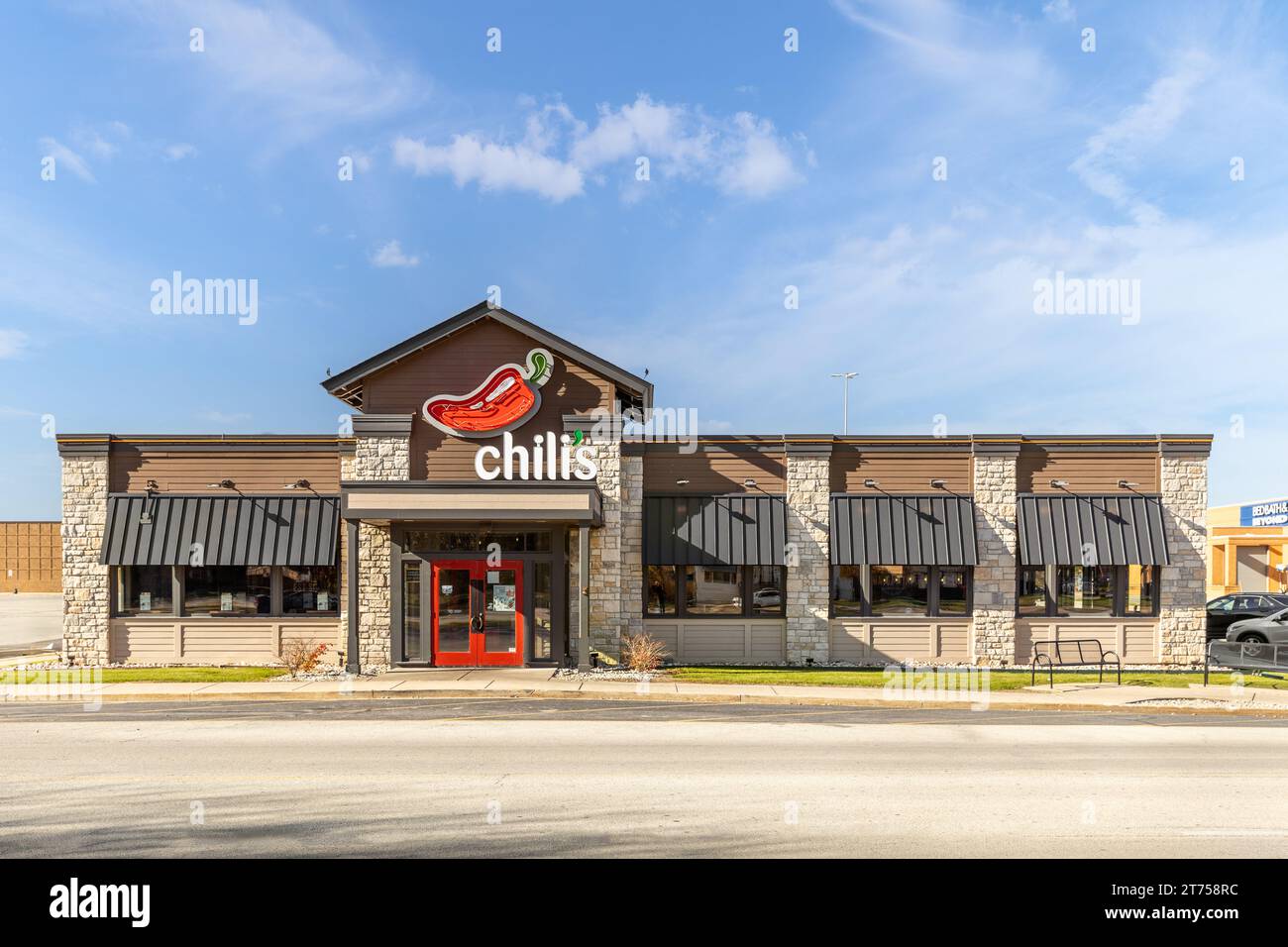 Chili's Bar and Grill è una catena di ristoranti informali americani creata nel 1975 con oltre 1.600 sedi. Foto Stock