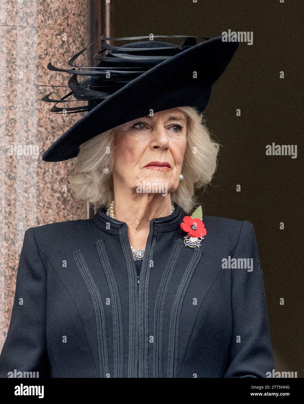 Londra, Inghilterra. REGNO UNITO. 12 novembre 2023. La regina Camilla partecipa al servizio Nazionale della memoria al Cenotafio. Credito: Anwar Hussein/Alamy Live Foto Stock