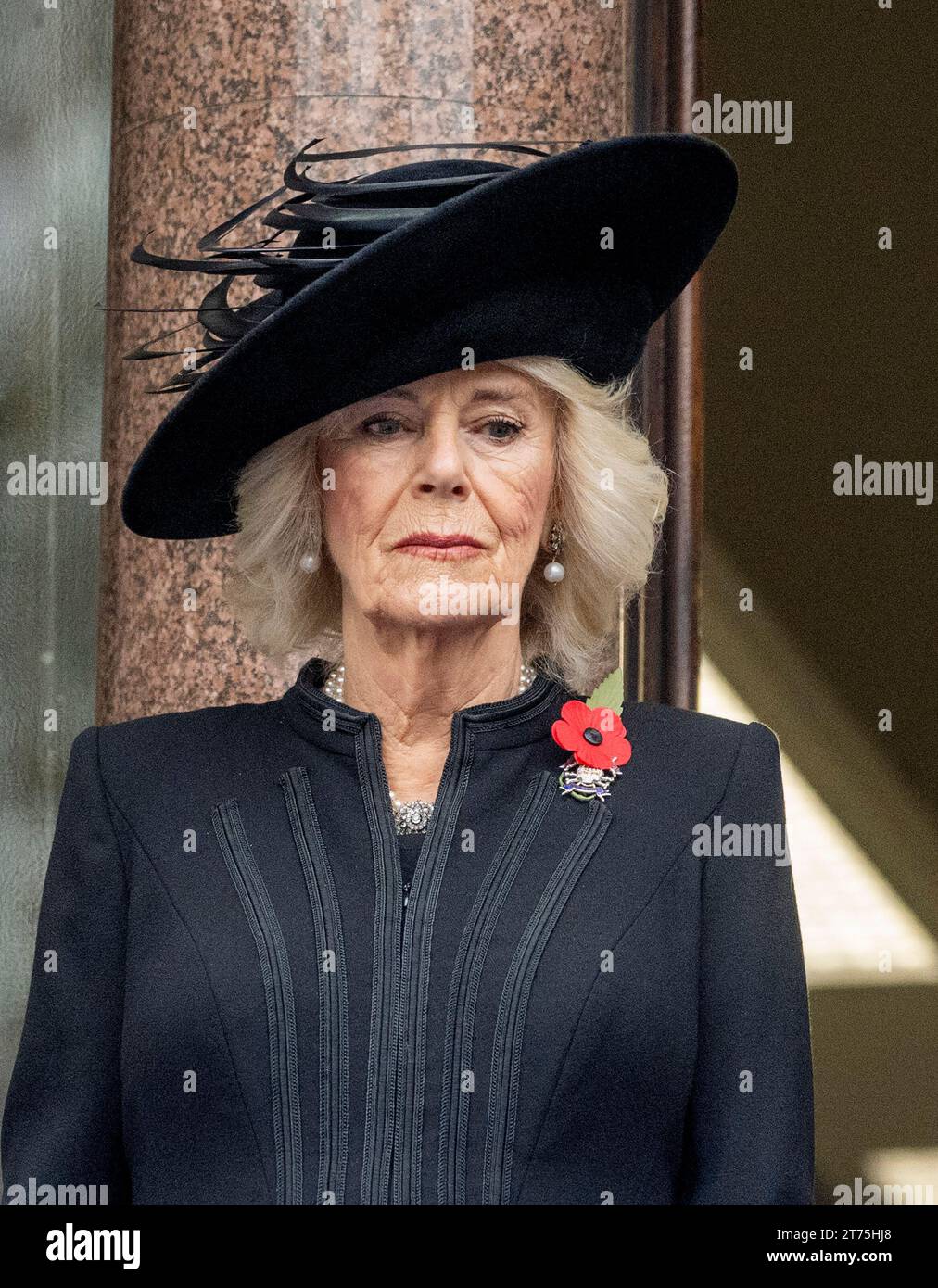 Londra, Inghilterra. REGNO UNITO. 12 novembre 2023. La regina Camilla partecipa al servizio Nazionale della memoria al Cenotafio. Credito: Anwar Hussein/Alamy Live Foto Stock