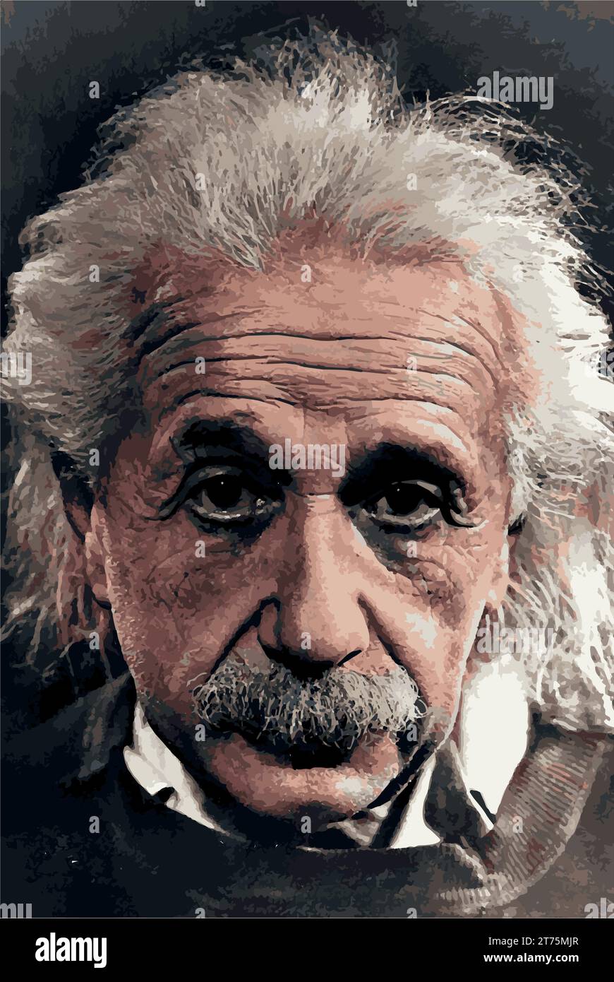 Ritratto del vettore Albert Einstein a colori. Fisico tedesco di ebreo. Svizzero, austriaco e americano. La più importante scienziata del XX secolo. Illustrazione Vettoriale