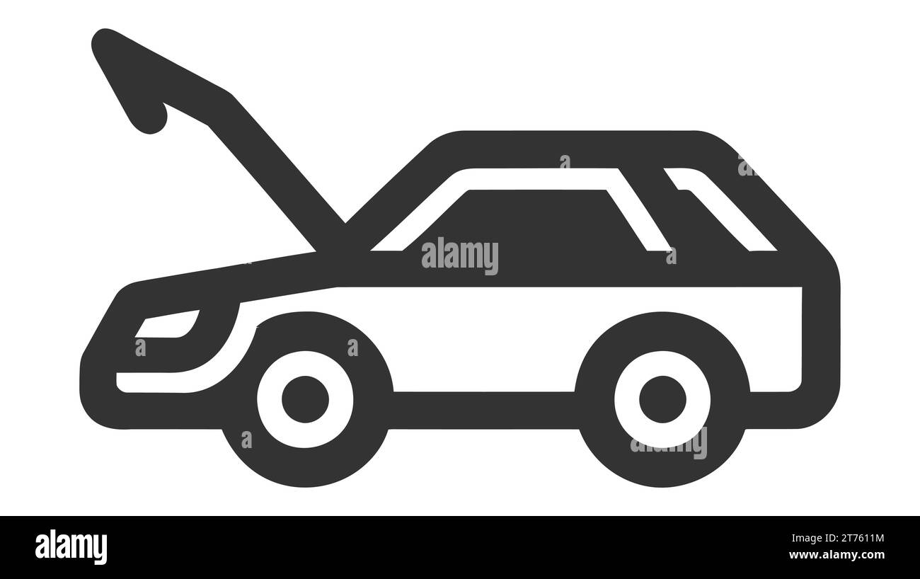 Icona auto rotta su sfondo bianco. EPS 10. Illustrazione Vettoriale