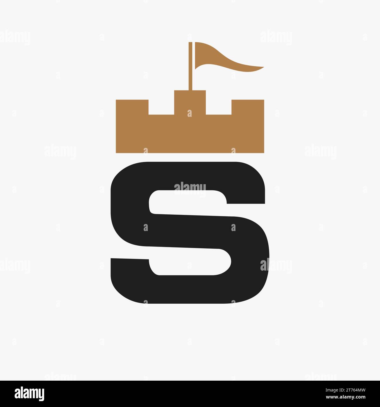 Logo Castle con logo S modello vettoriale Illustrazione Vettoriale