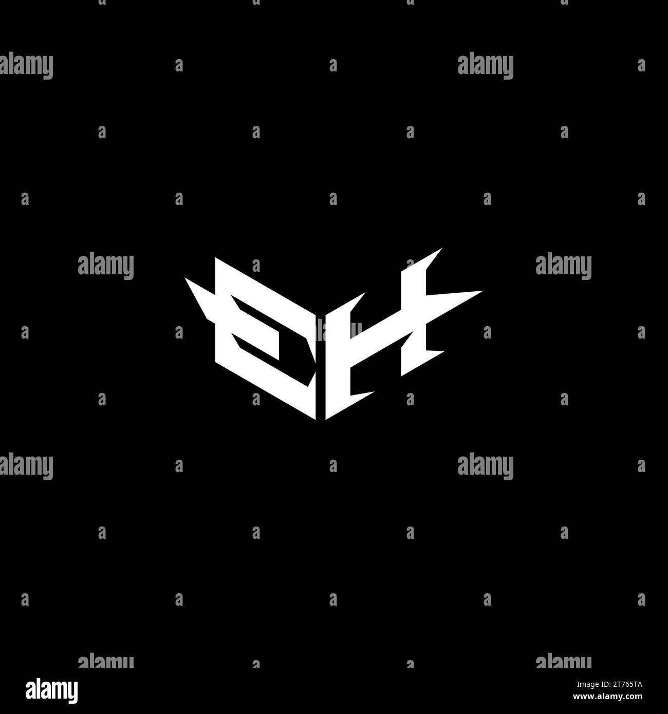 Logo EH Premium emblema iniziale e concetto di design di gioco Illustrazione Vettoriale
