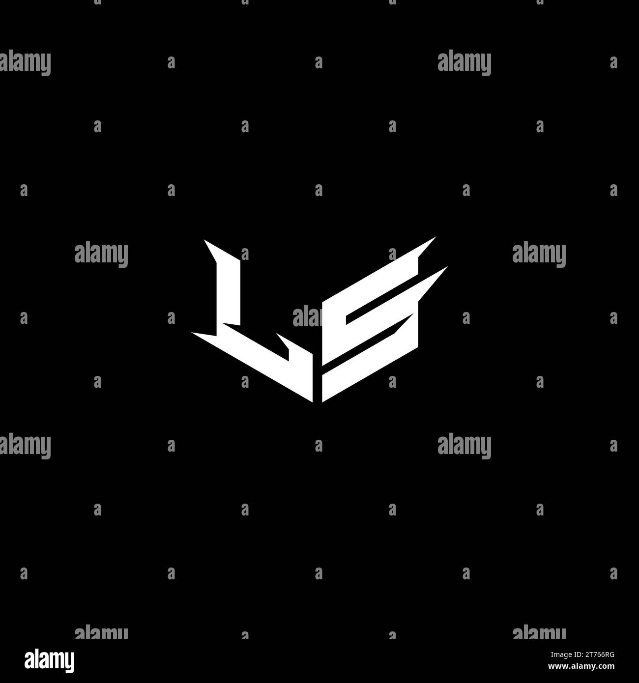 Schema iniziale del logo dell'emblema LS Premium e concetto di design per il gaming Illustrazione Vettoriale