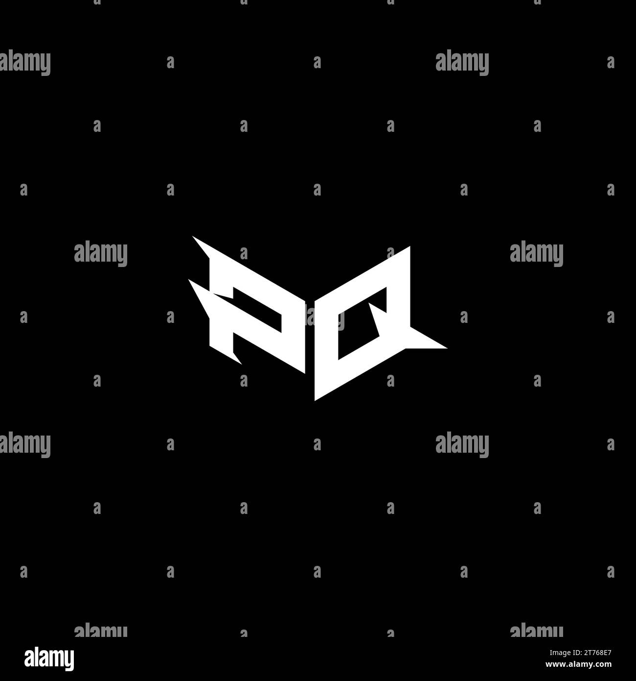 Schema iniziale del logo PQ Premium con emblema e concetto di design per il gaming Illustrazione Vettoriale