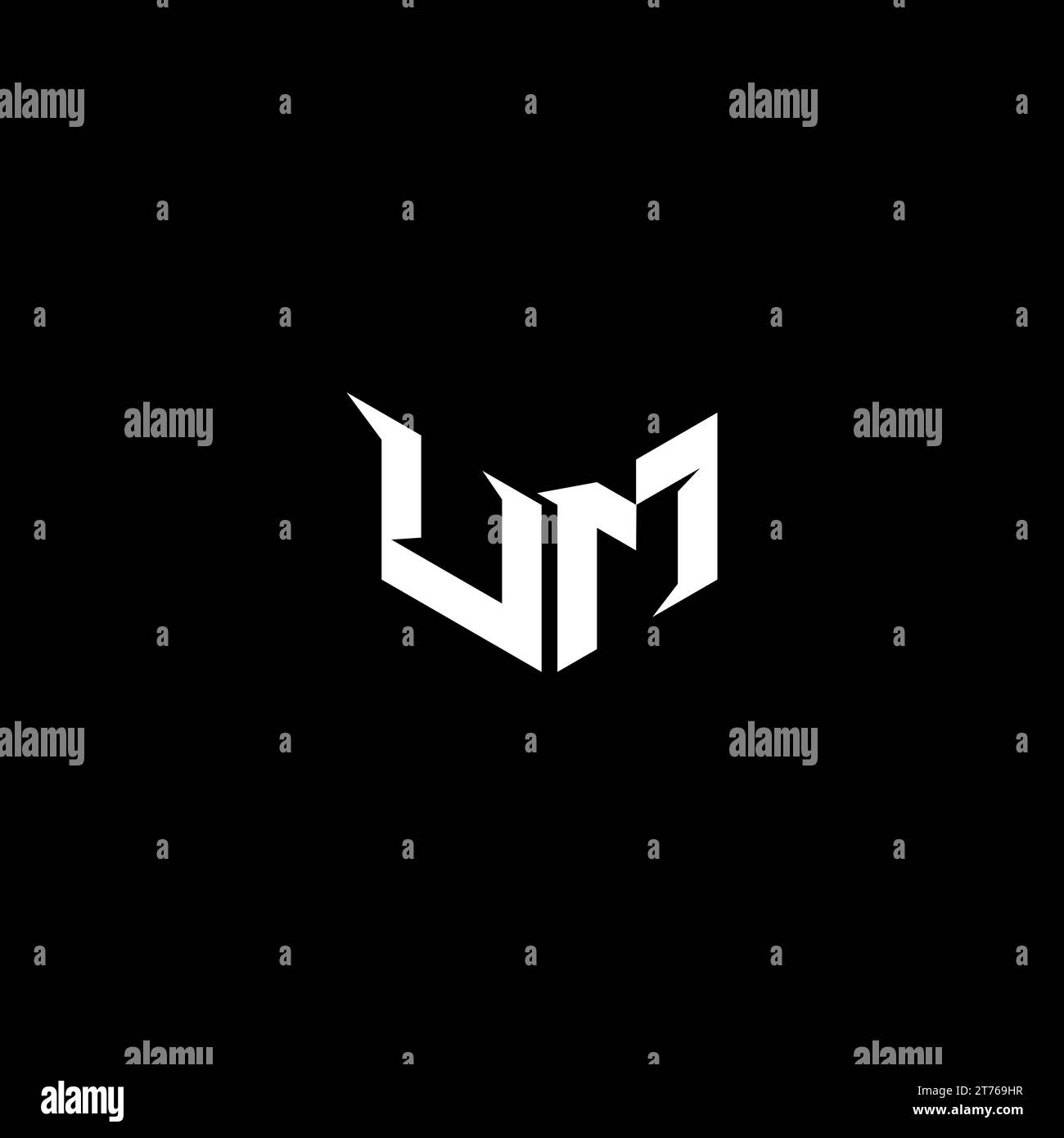 Schema iniziale del logo UM Premium e concetto di design per il gaming Illustrazione Vettoriale