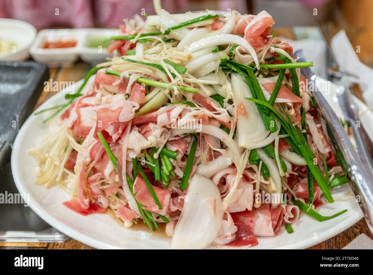 Manzo saltato in padella, cibo coreano, cibo delizioso, carne alla griglia, bulgogi Foto Stock