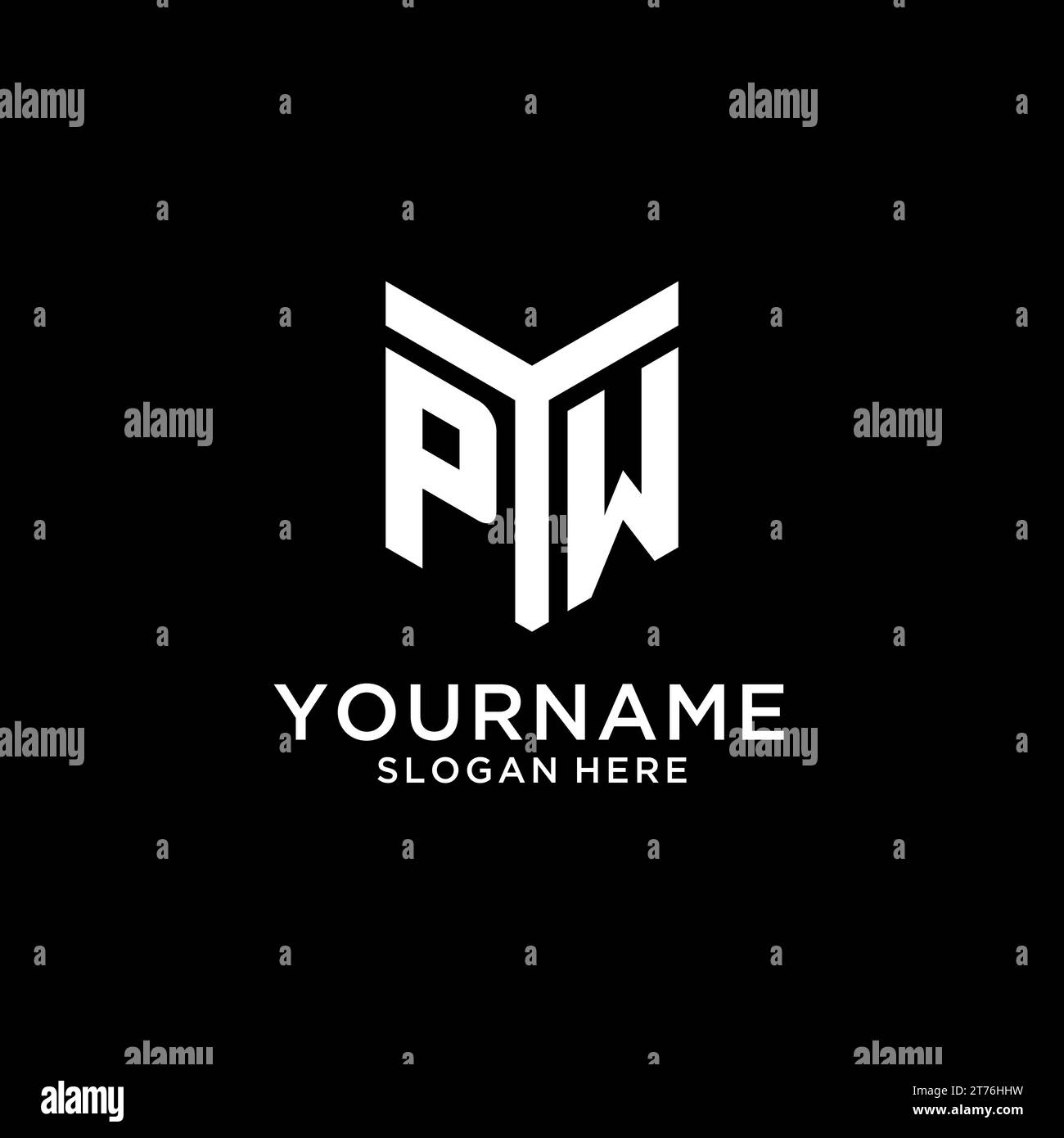 Logo iniziale PW mirror, monogramma creativo grassetto grafica vettoriale iniziale stile design Illustrazione Vettoriale