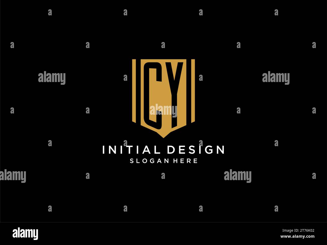 Logo monogramma CY con ispirazione per il design dell'icona dello scudo geometrico Illustrazione Vettoriale
