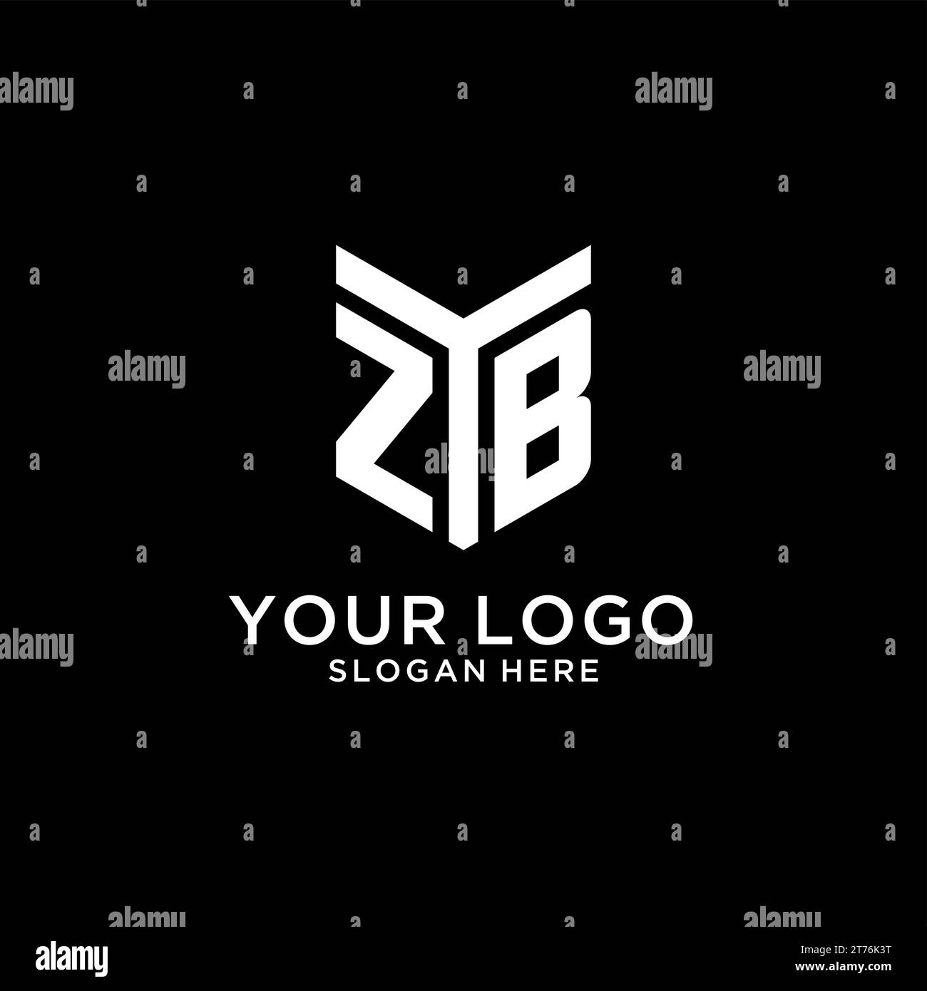 Logo iniziale specchiato ZB, monogramma creativo grassetto grafica vettoriale stile design iniziale Illustrazione Vettoriale