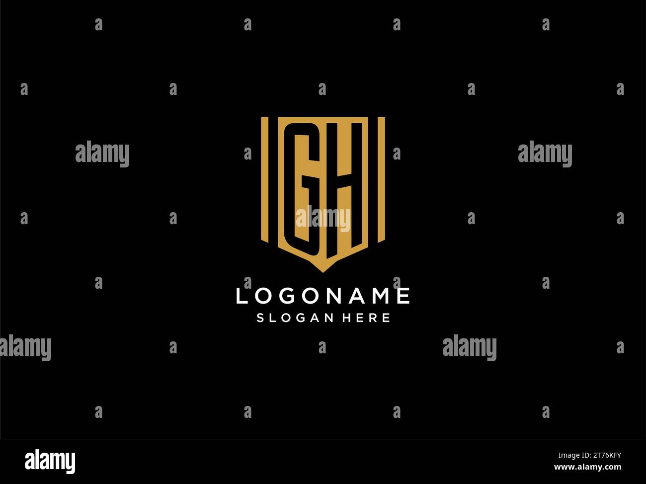 Logo monogramma GH con ispirazione per il design dell'icona dello scudo geometrico Illustrazione Vettoriale