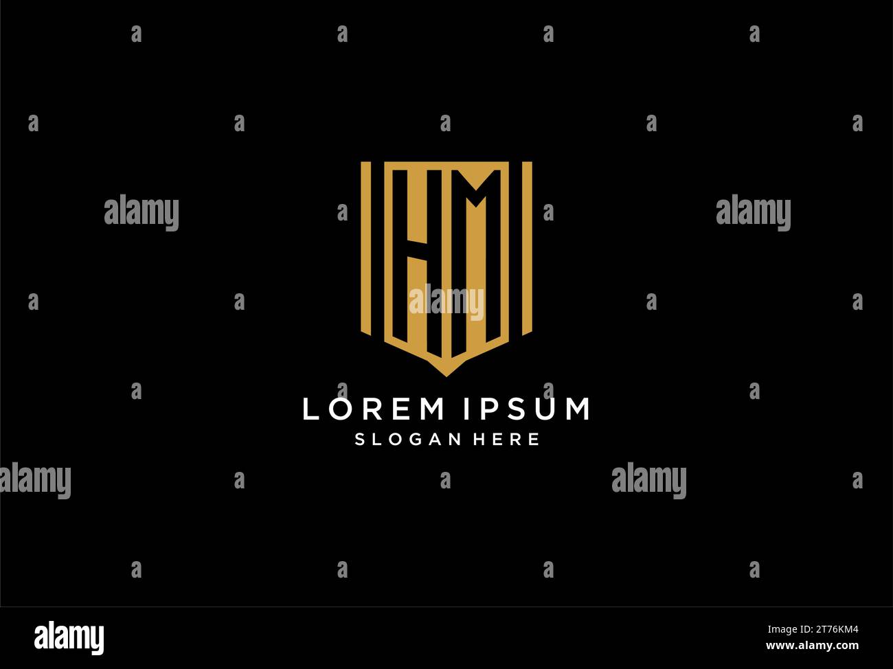 Logo HM monogramma con ispirazione per il design dell'icona dello scudo geometrico Illustrazione Vettoriale