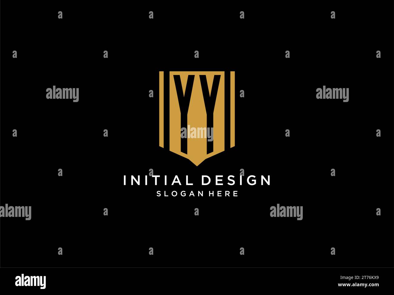 Logo monogramma YY con ispirazione per il design dell'icona dello scudo geometrico Illustrazione Vettoriale