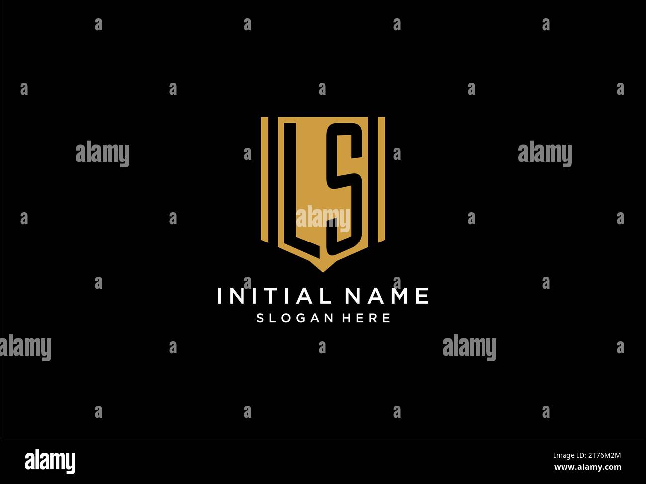 Logo monogramma LS con ispirazione per il design dell'icona dello scudo geometrico Illustrazione Vettoriale