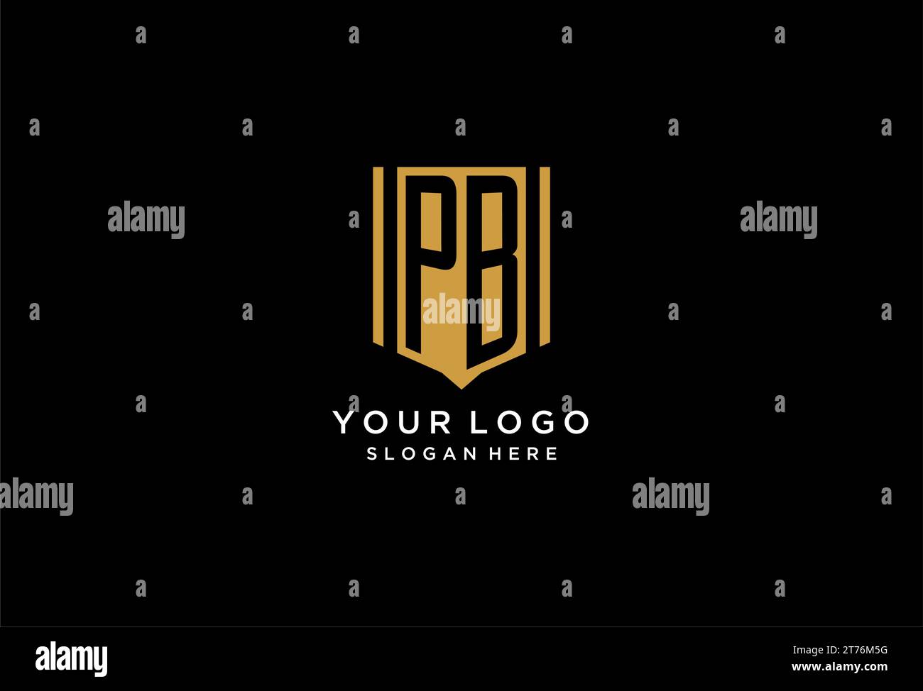 Logo monogramma PB con ispirazione per il design dell'icona dello scudo geometrico Illustrazione Vettoriale