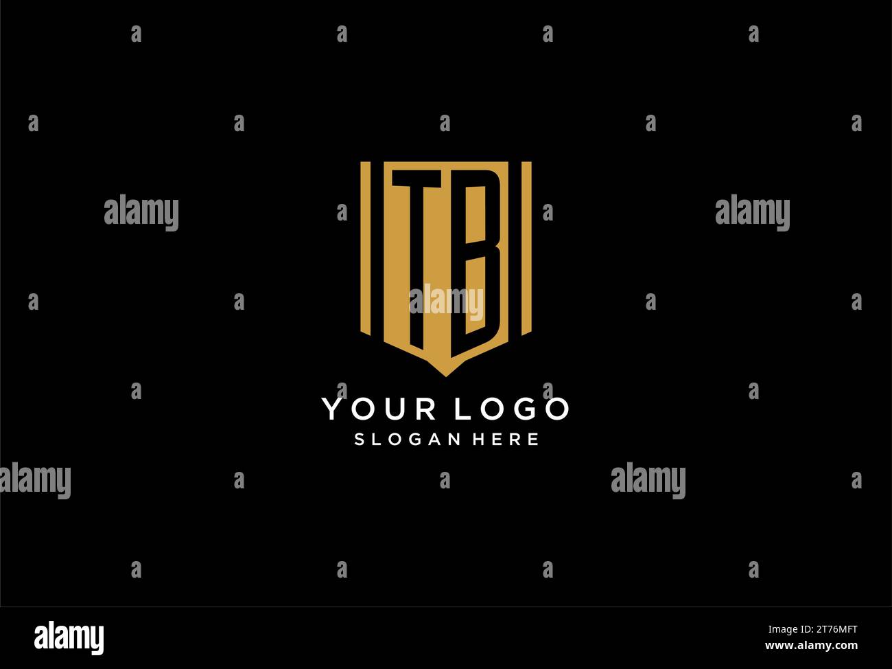 Logo monogramma TB con ispirazione per il design dell'icona dello scudo geometrico Illustrazione Vettoriale