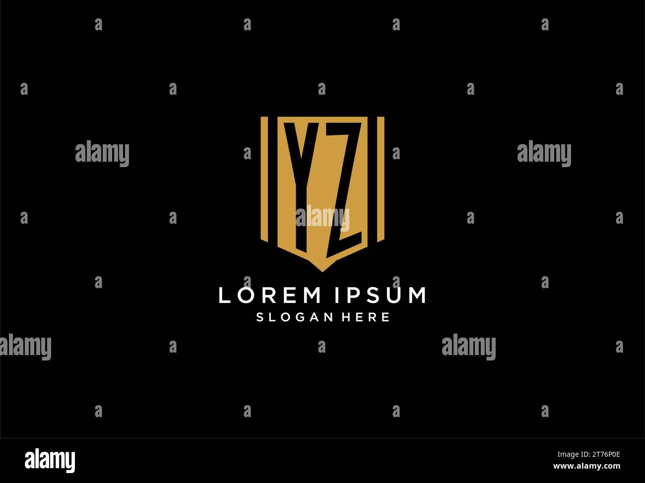Logo monogramma YZ con ispirazione per il design dell'icona dello scudo geometrico Illustrazione Vettoriale