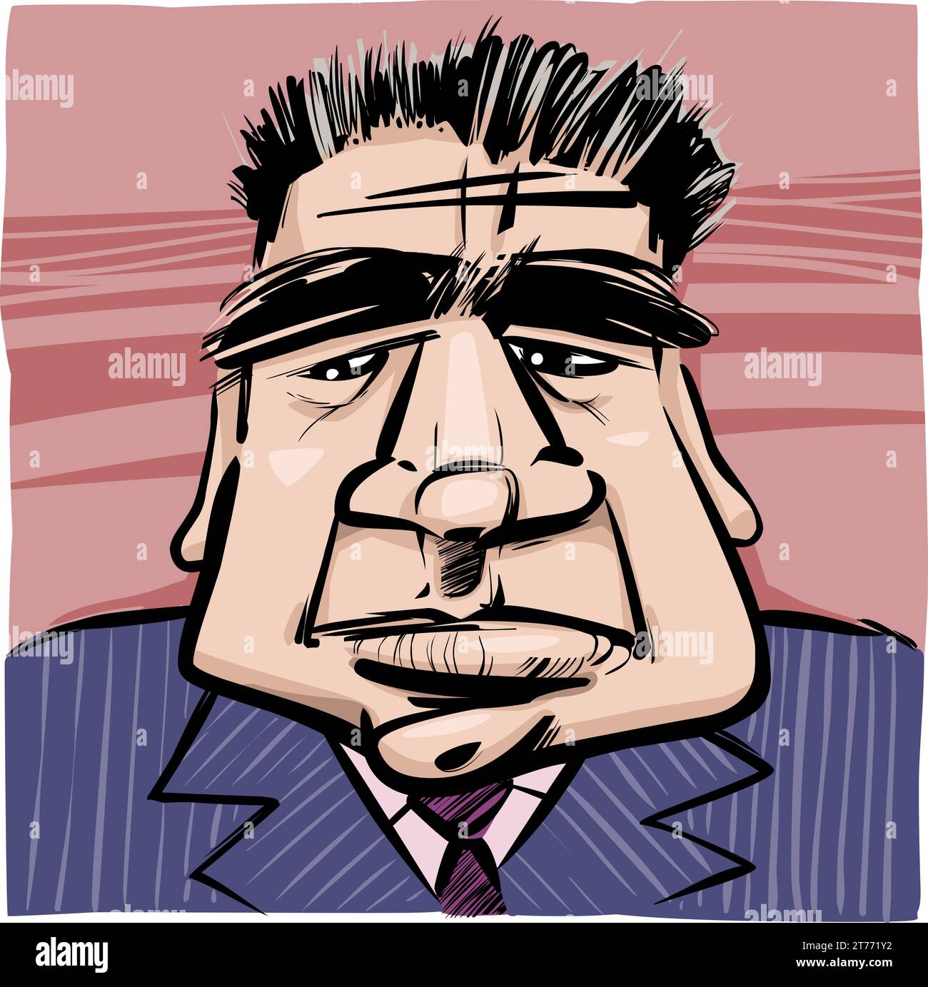 disegno caricatura disegno illustrazione di uomo severo in tuta Illustrazione Vettoriale