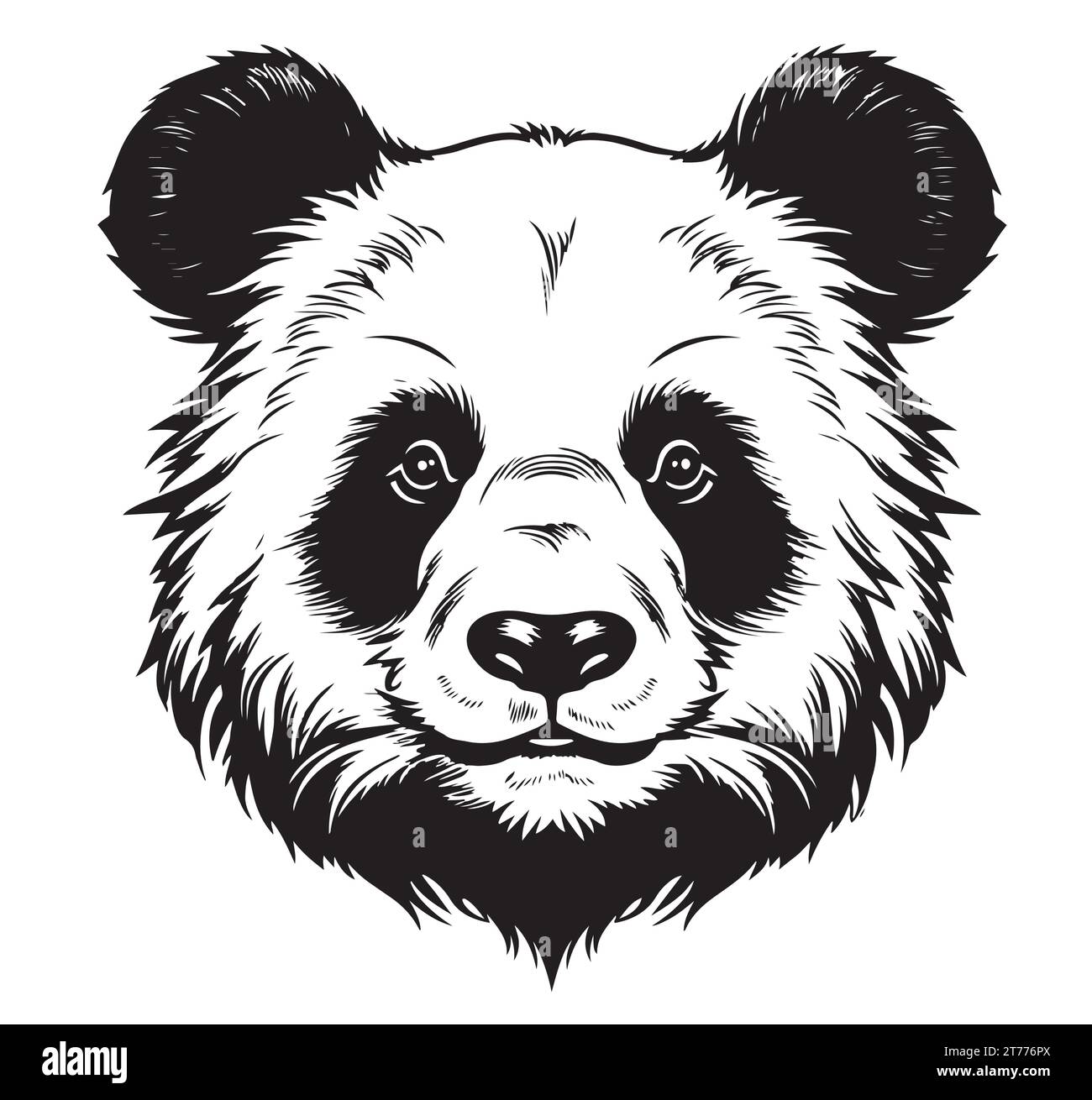 Schizzo vettoriale in bianco e nero di una faccia del Panda gigante Illustrazione Vettoriale