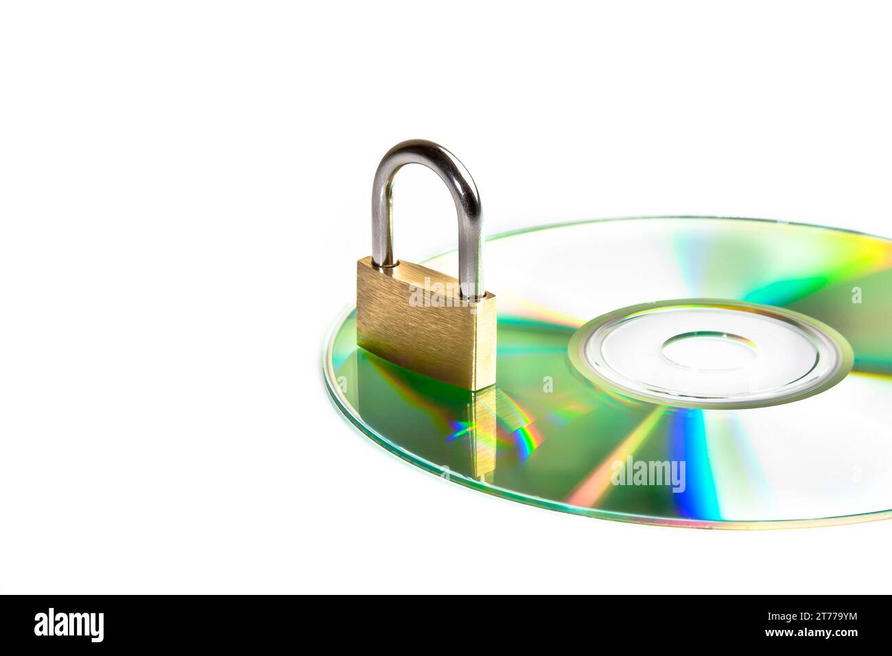 compact disk con blocco di sicurezza, concetto di sicurezza dei dati Foto Stock