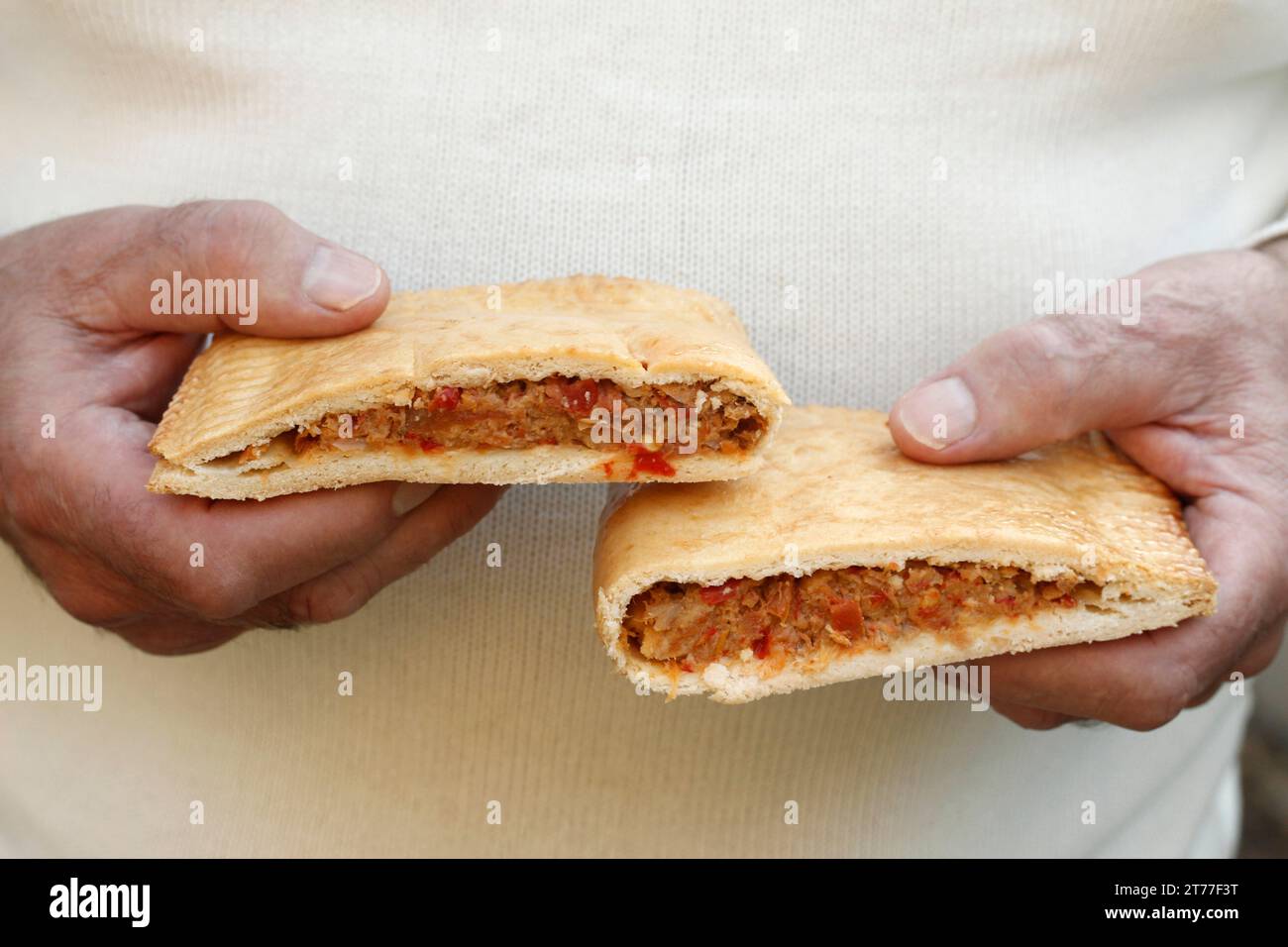 Empanafa gallega. Tipico cibo ripieno dalla Galizia, Spagna. Foto Stock