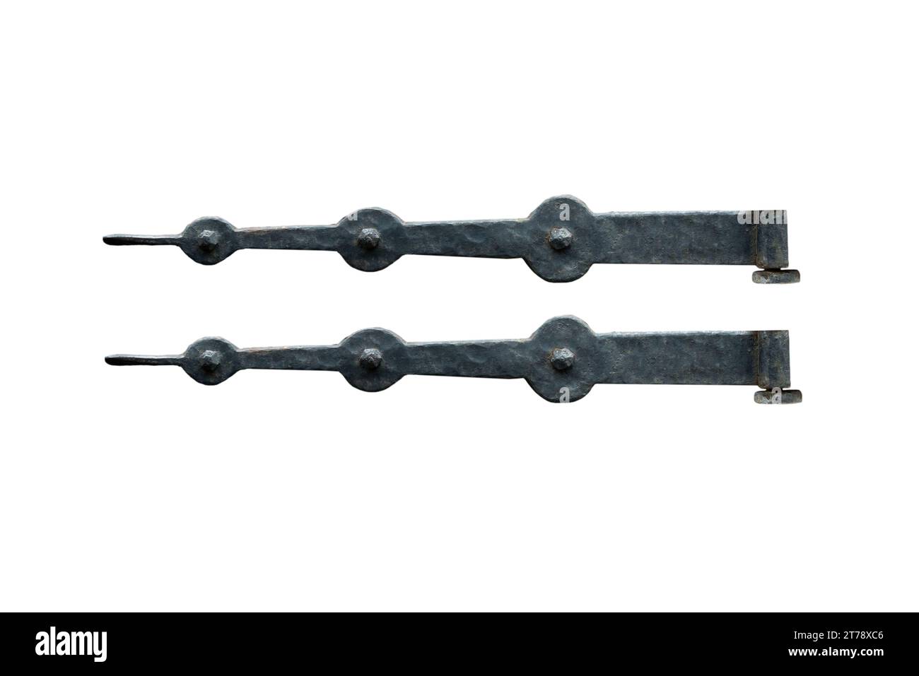 vecchia cerniera in metallo isolata su sfondo bianco Foto Stock