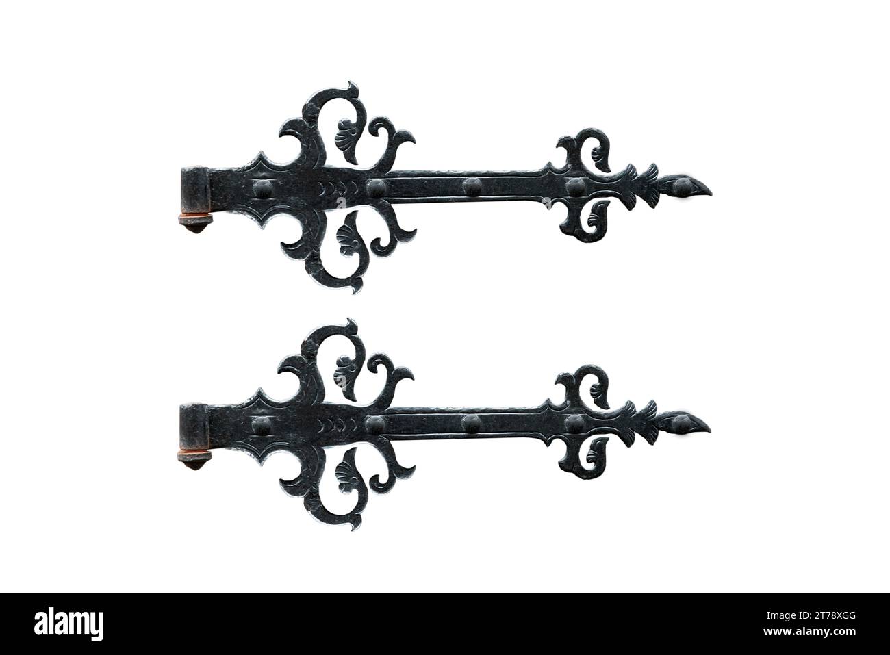 vecchia cerniera in metallo isolata su sfondo bianco Foto Stock