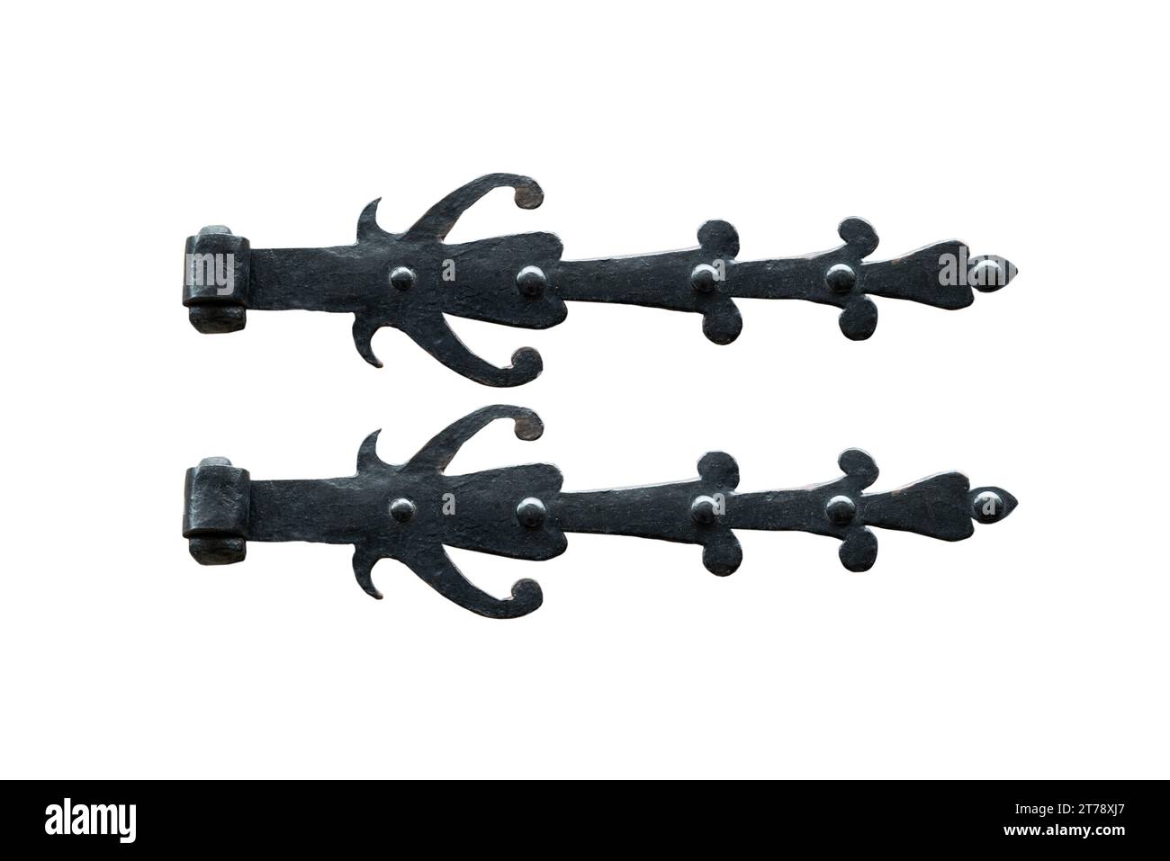 vecchia cerniera in metallo isolata su sfondo bianco Foto Stock