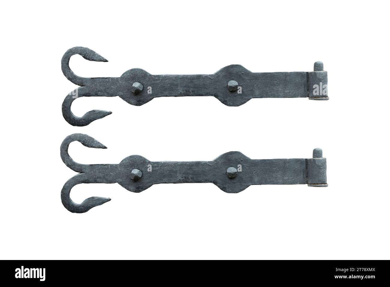 vecchia cerniera in metallo isolata su sfondo bianco Foto Stock