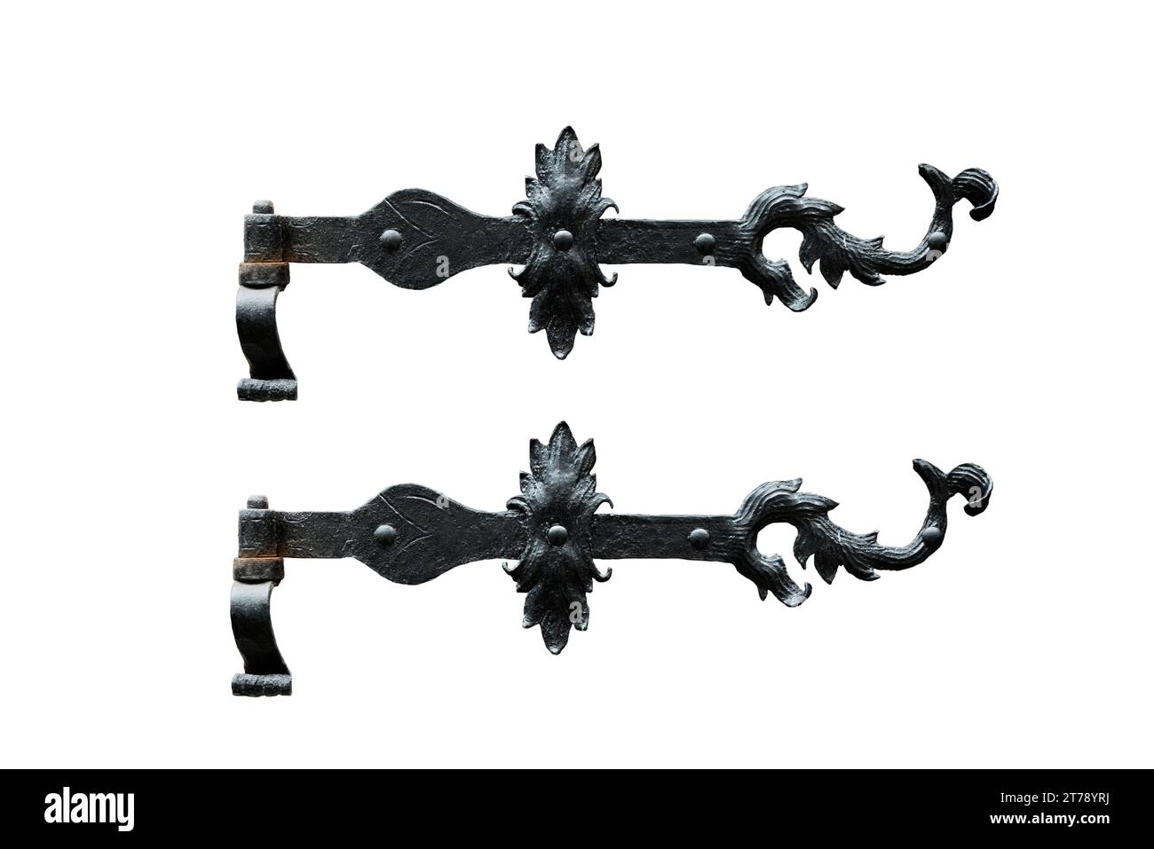 vecchia cerniera in metallo isolata su sfondo bianco Foto Stock