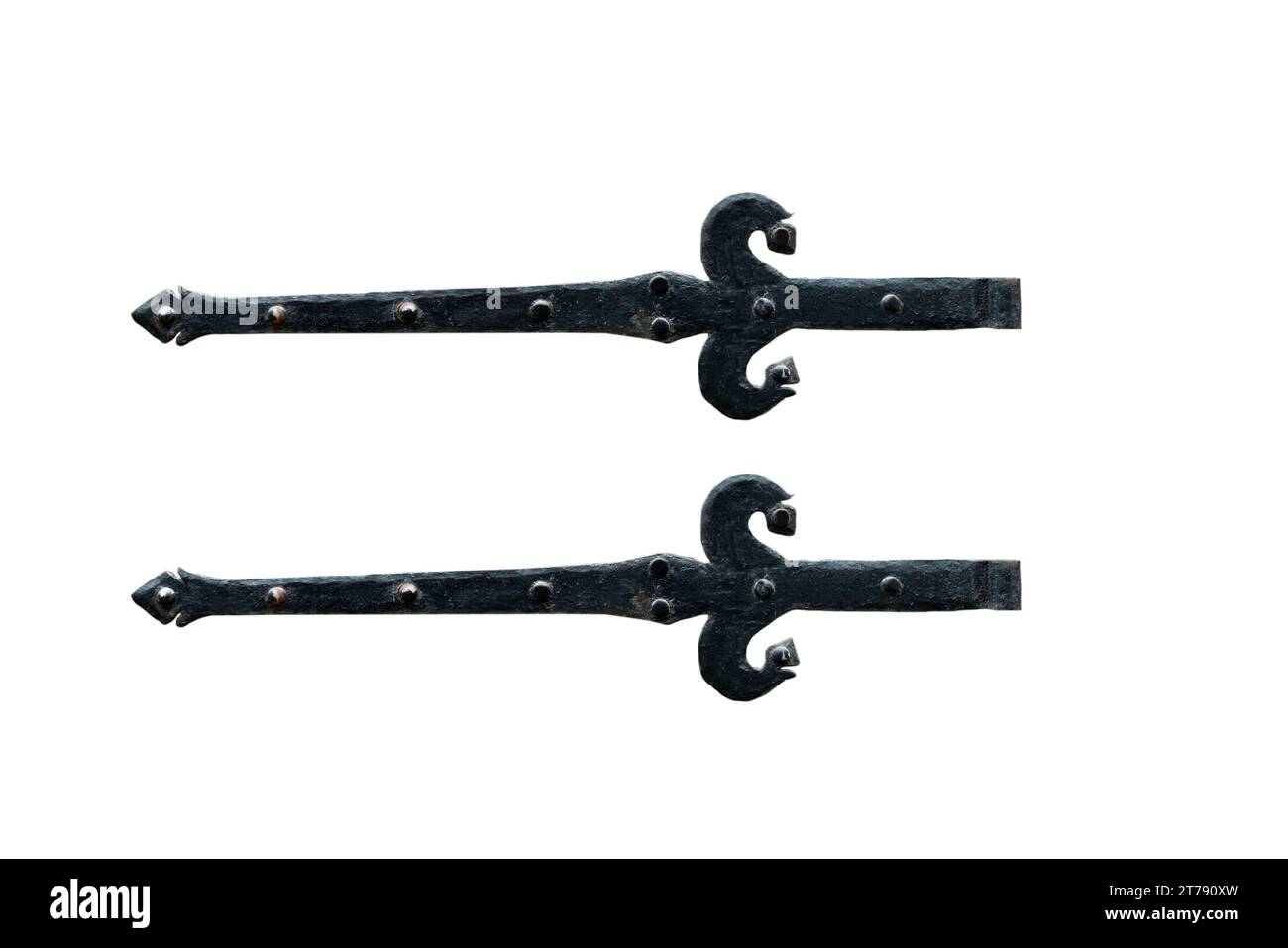 vecchia cerniera in metallo isolata su sfondo bianco Foto Stock