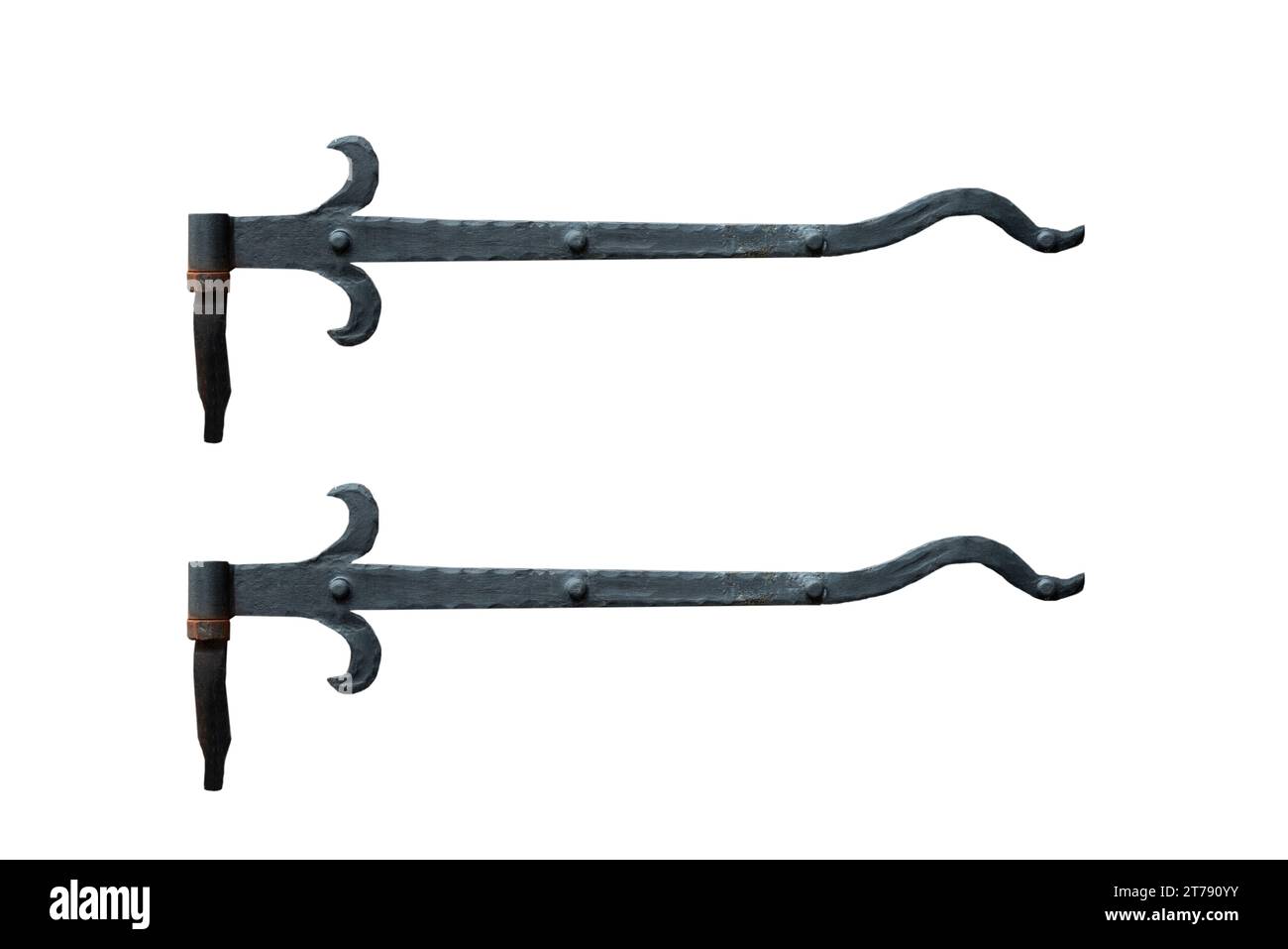 vecchia cerniera in metallo isolata su sfondo bianco Foto Stock