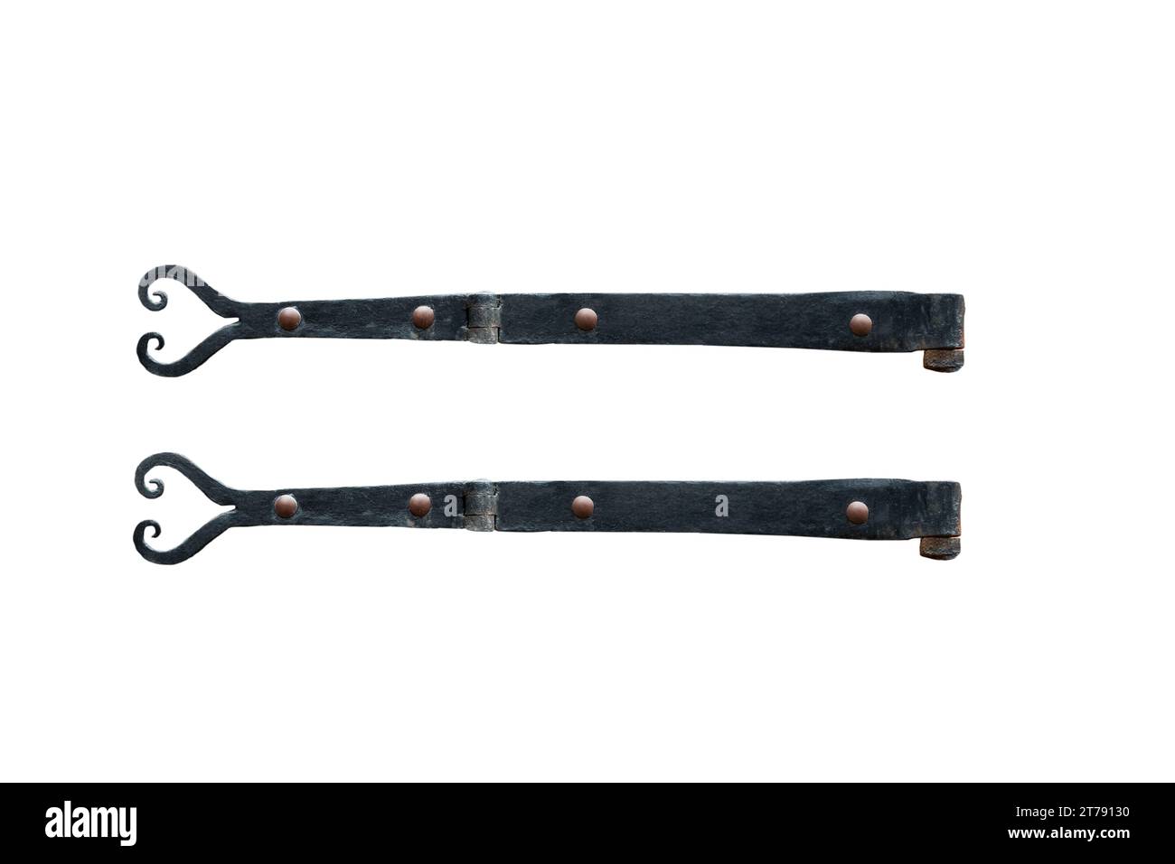 vecchia cerniera in metallo isolata su sfondo bianco Foto Stock