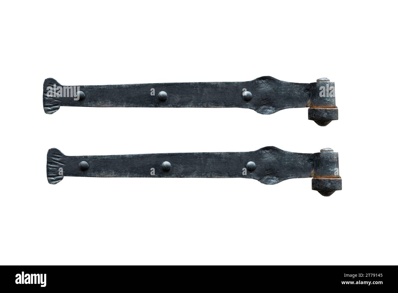 vecchia cerniera in metallo isolata su sfondo bianco Foto Stock