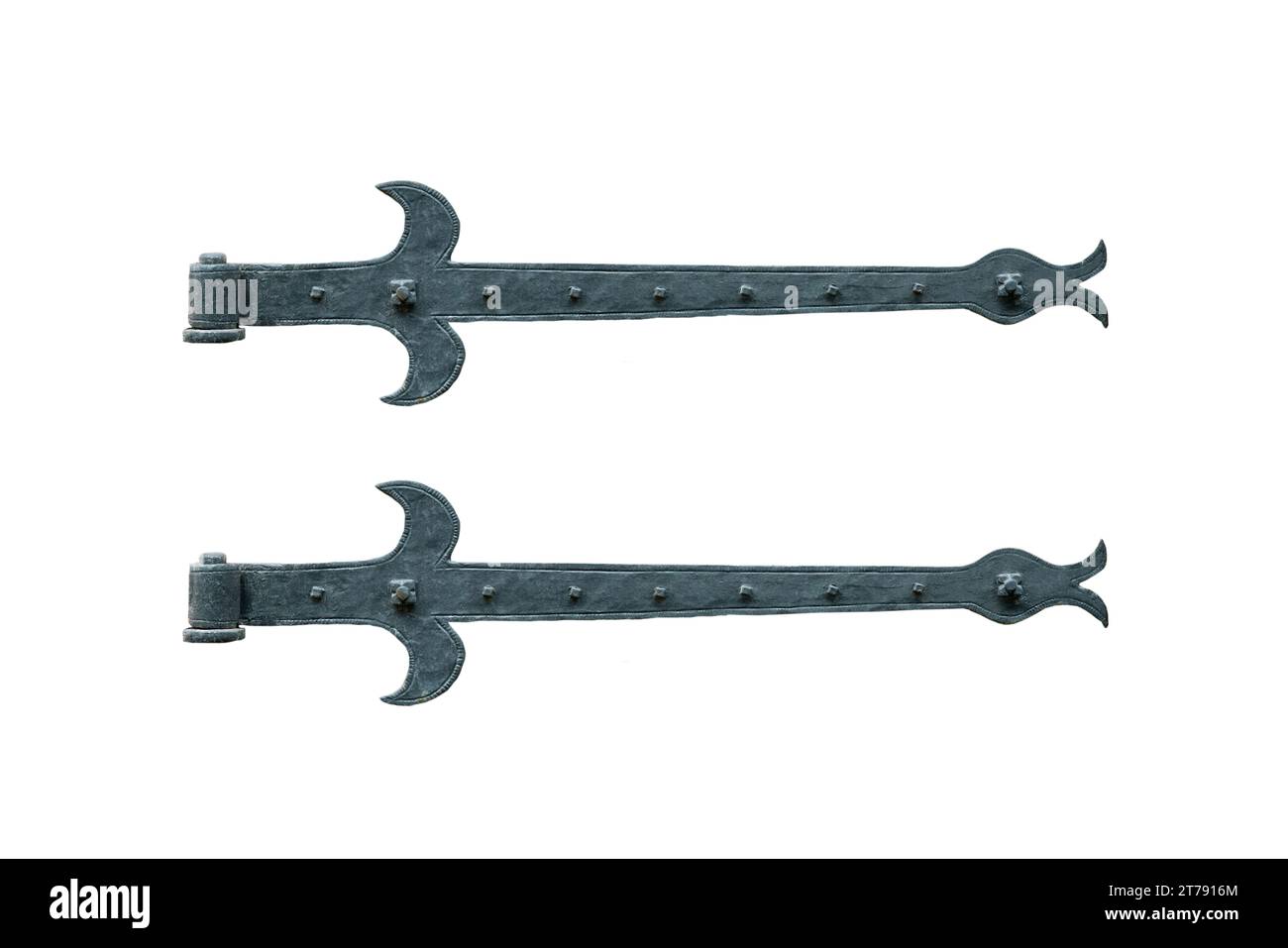 vecchia cerniera in metallo isolata su sfondo bianco Foto Stock