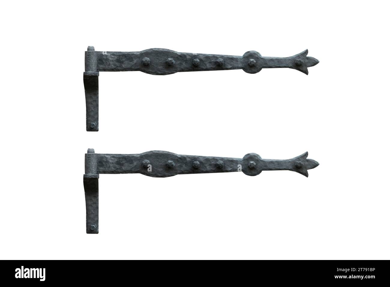 vecchia cerniera in metallo isolata su sfondo bianco Foto Stock