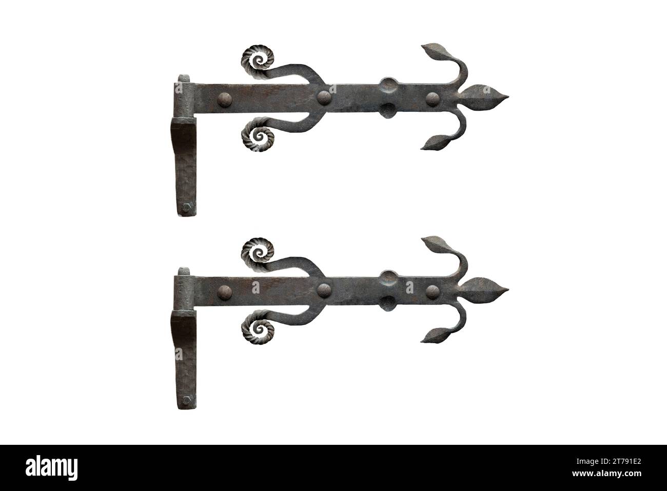 vecchia cerniera in metallo isolata su sfondo bianco Foto Stock