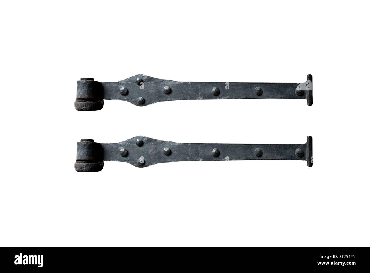 vecchia cerniera in metallo isolata su sfondo bianco Foto Stock