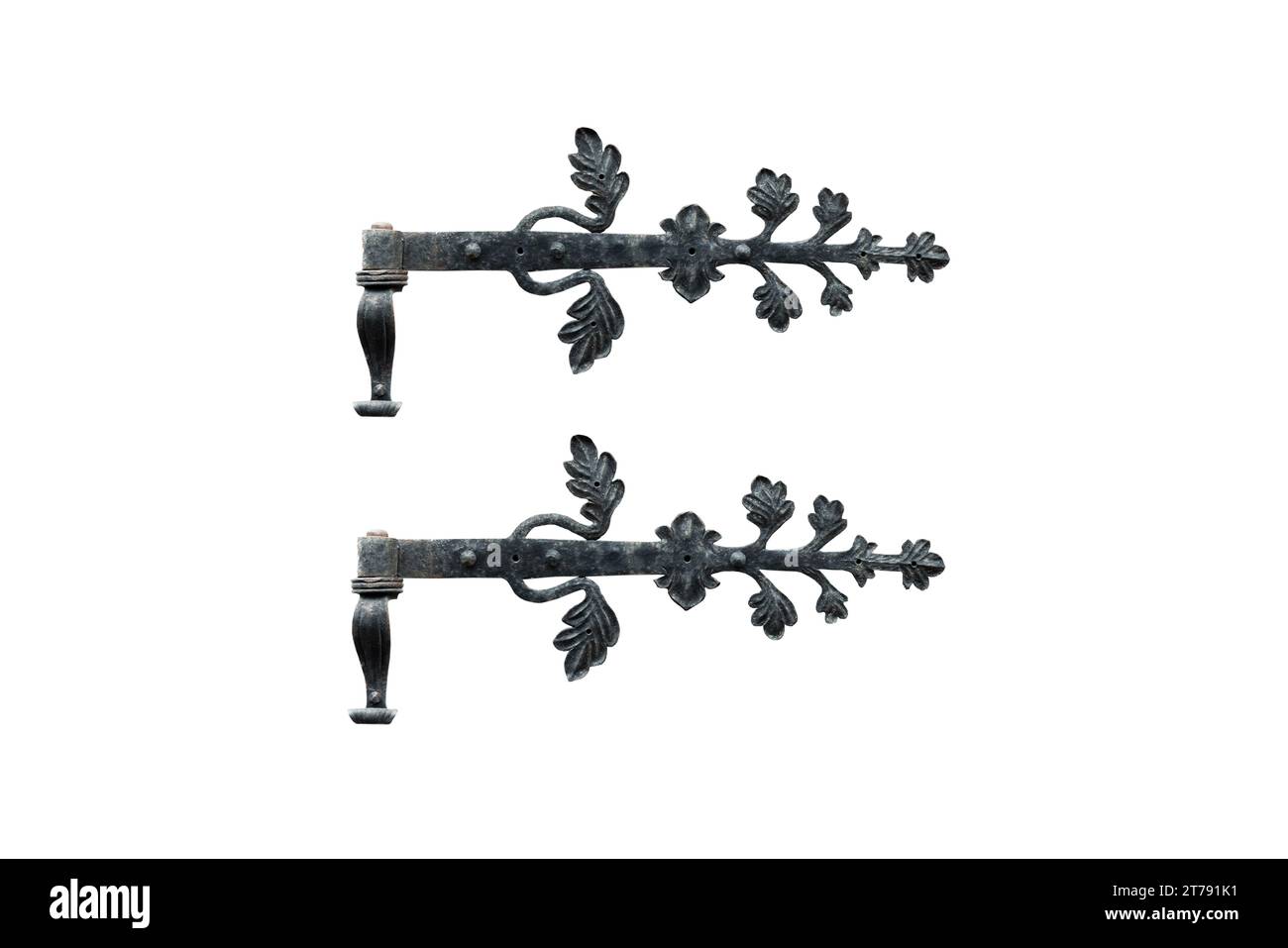 vecchia cerniera in metallo isolata su sfondo bianco Foto Stock