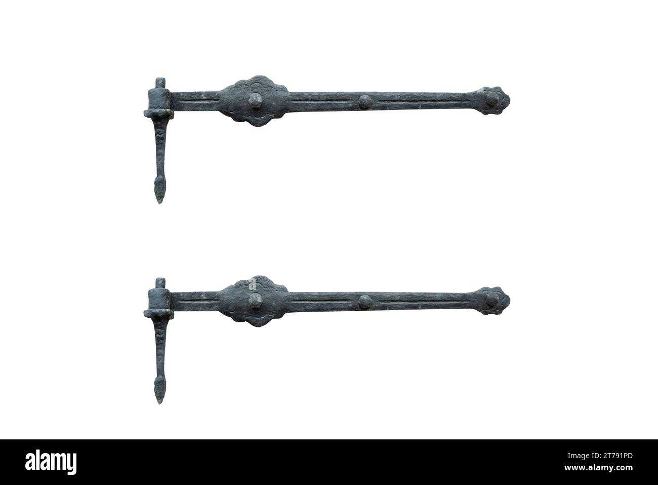 vecchia cerniera in metallo isolata su sfondo bianco Foto Stock