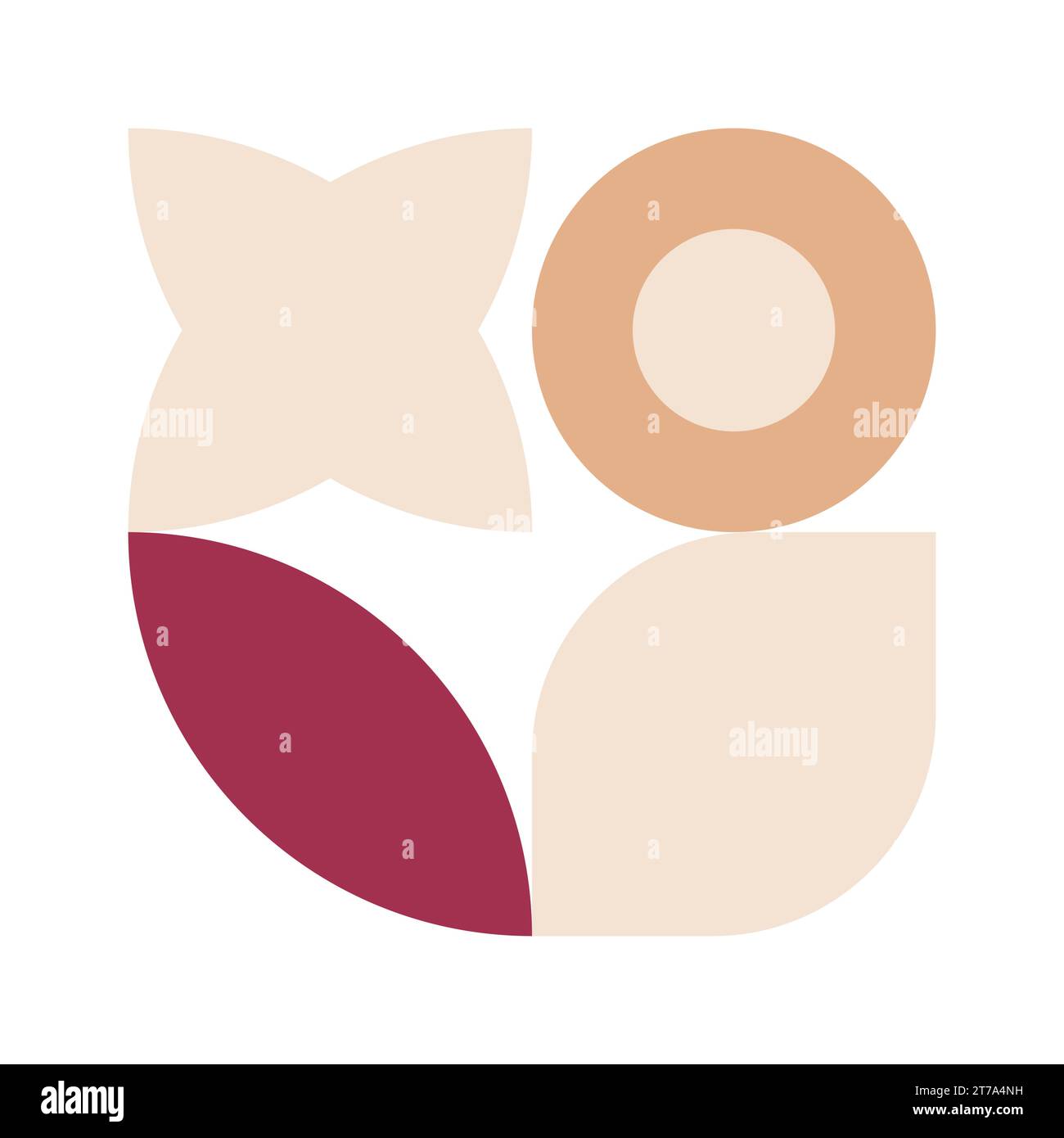 Poster bauhaus alla moda. Forme geometriche astratte vettoriali di colore beige e rosso pastello. Elementi di design semplici e neo-moderni. Stile retrò Illustrazione Vettoriale