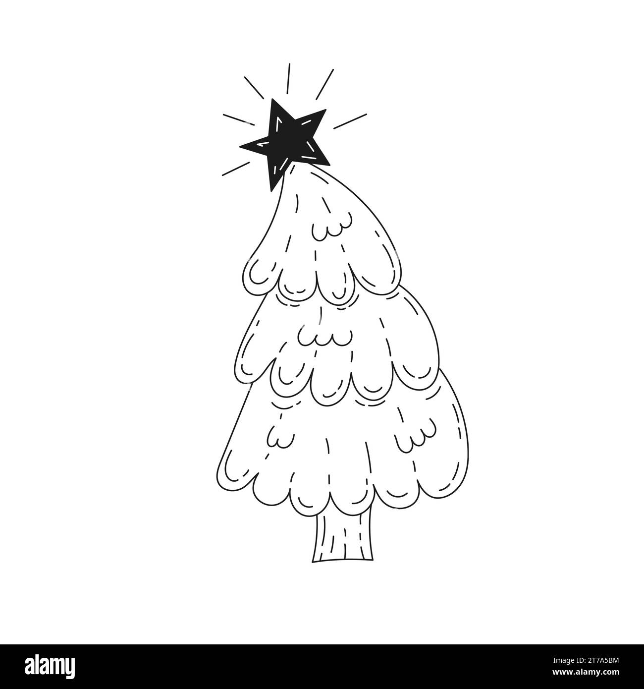 Albero di Natale in stile doodle. Foto Stock