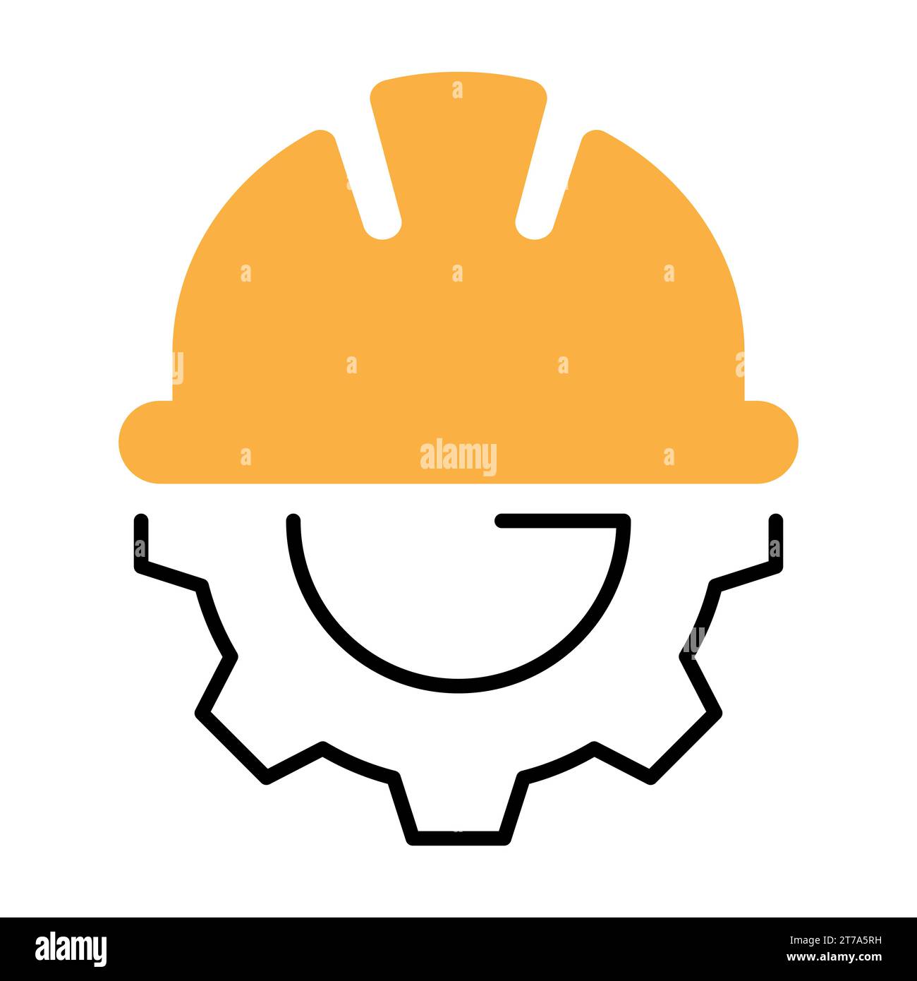 Struttura del casco con icona a forma di ingranaggio. Illustrazione vettoriale isolata su sfondo bianco Illustrazione Vettoriale